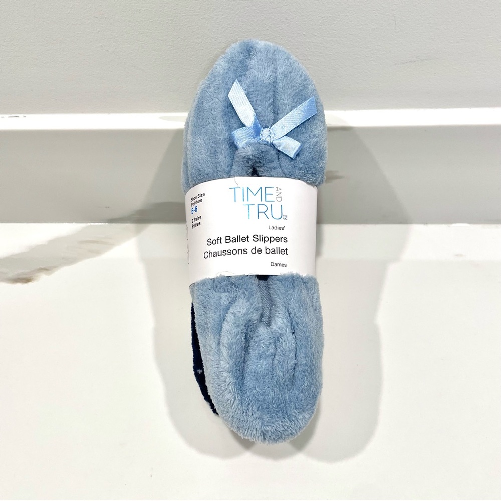 🟠5/$25 NEW Time & Tru Set of 2 Soft Non-Slip Ballet Slippers (size 5-6)